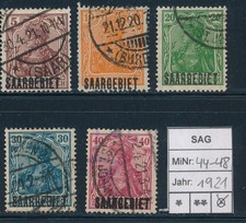 Briefmarken Saargebiet 1921 Michel 44-48 gestempelt