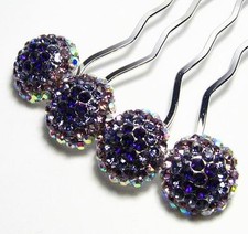 ART DECO VIO AUSTRIAN RHINESTONE CRYSTAL HAIRPIN HAIR COMB STICK FORK BUN C1175V