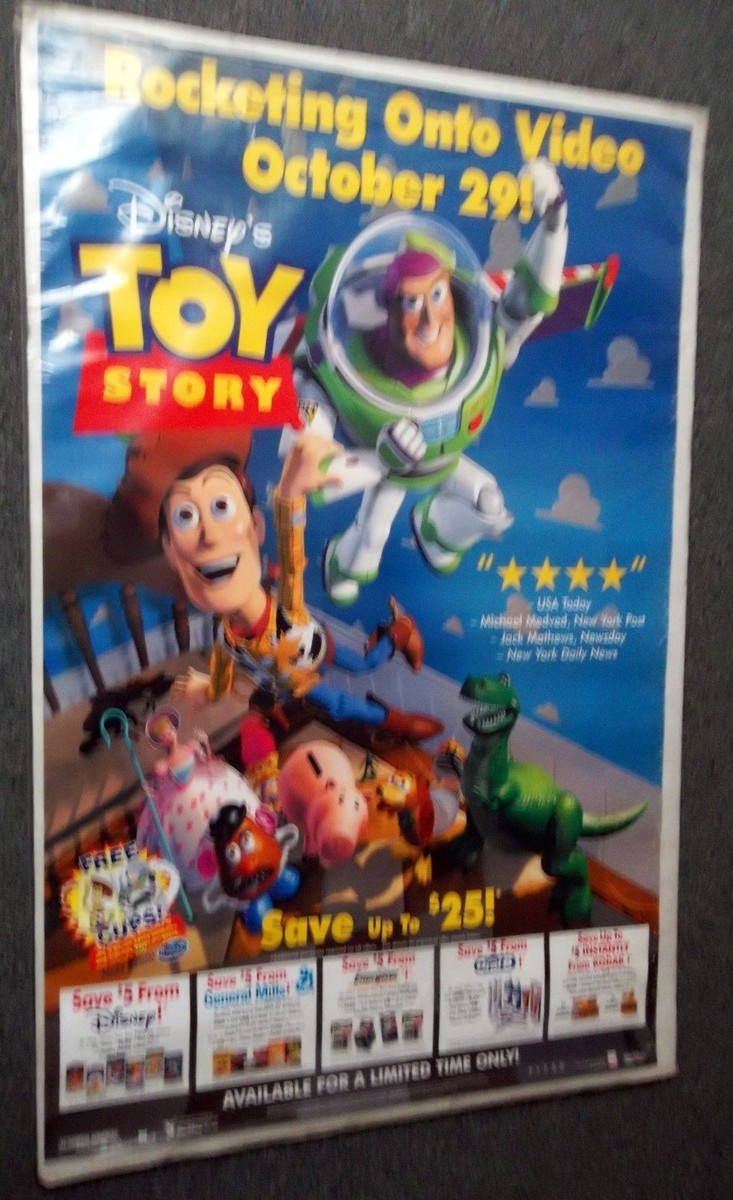 TOY STORY Movie Poster w/ COUPON ADS Pixar DISNEY Tom HANKS 1995
