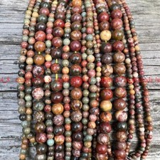 Genuine Jasper Gemstone 6/8/10/12mm Beads Picasso Jasper Jewelry Making 15"