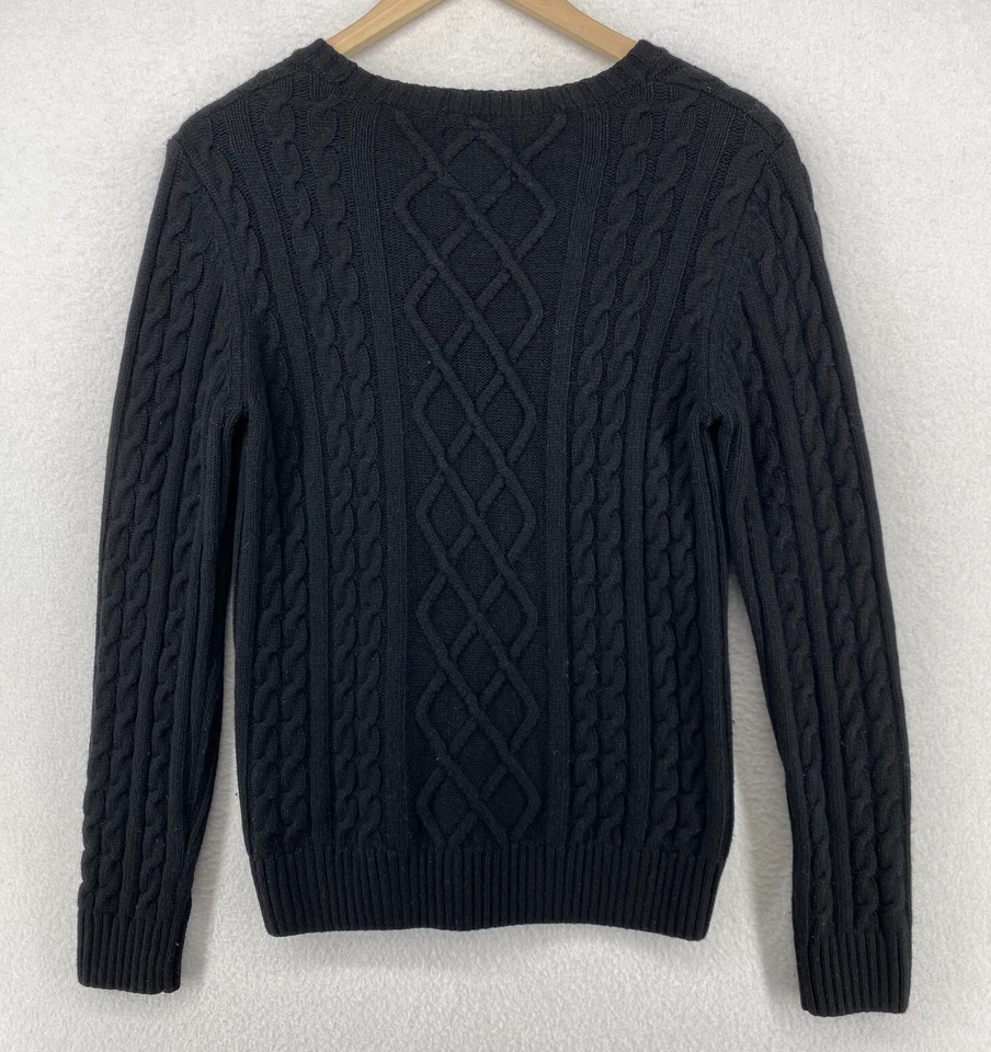 SUPERDRY Suéter Mujer 6 Lana Cachemira Pescador Cable Jersey Negro Foto 3 de 4