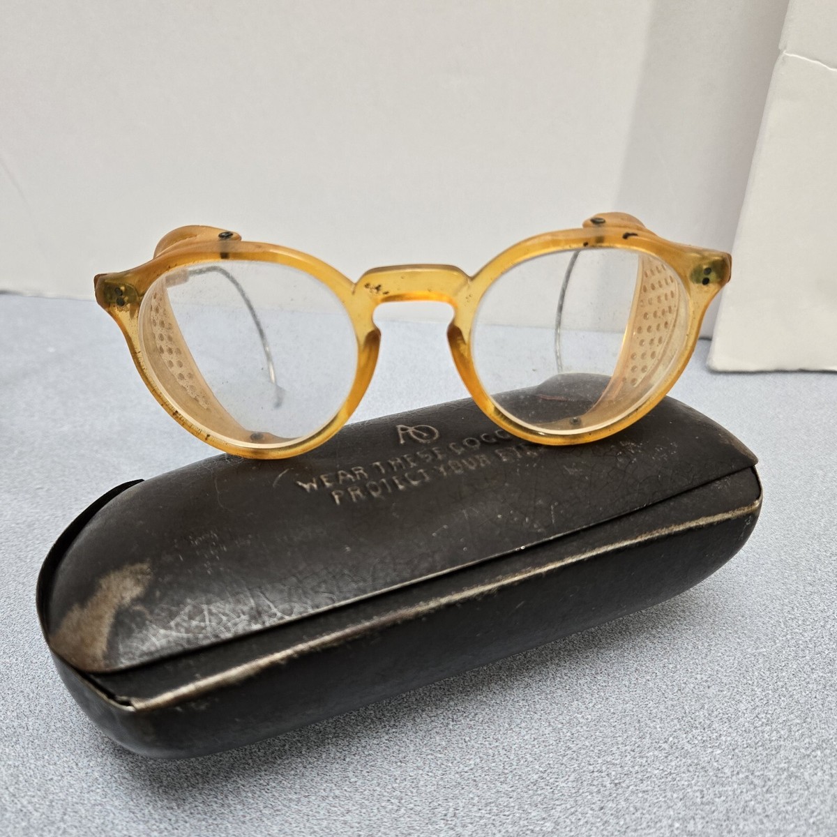 AO American Optical Vent Side Fold Safety Glasses Amber Wire AO American Optical Vent Side Fold Safety Glasses Amber Wire