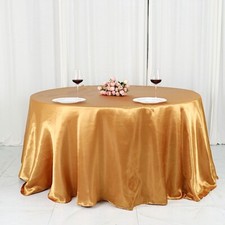 132" GOLD Satin Round TABLECLOTH Wedding Party Table Linens Party Decorations