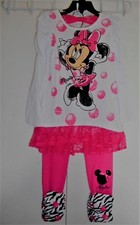 Disney Minnie Mouse Outfit Tunic and Leggings Two-Piece Pink Girls Size 6 NWT
