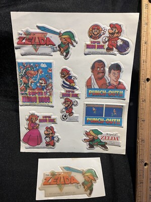 NOS 1987 Official Nintendo Video Game Stick-Ons Puffy Mario Stickers Punch-Out