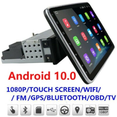 Single 1 DIN Rotatable 10.1inch Android Touch Screen Car Stereo Radio GPS Wifi