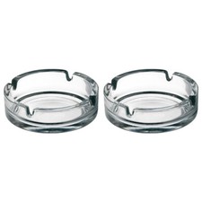 Image of Clear Glass Ashtray Round Cigarette Smoking Ash Tray Home Pub Garden Stack Able