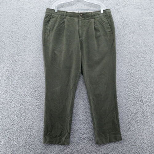 Bonobos Mens Brushed Twill Pants 38x30 Green Pleated Athletic Tapered Fit - Picture 1 of 16