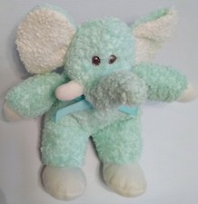 Animal Baby Adventure Elephant Blue White Plush Stuffed Baby Toy Squeaker 8"
