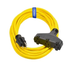 CP 25 ft 14/3 SJTW, 3-Outlet Heavy Duty Outdoor Extension Cord , Yellow, CP10124