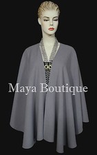 Gray Cape Ruana Wrap Coat Wool Cashmere Blend by Maya Cape Ruana USA Made