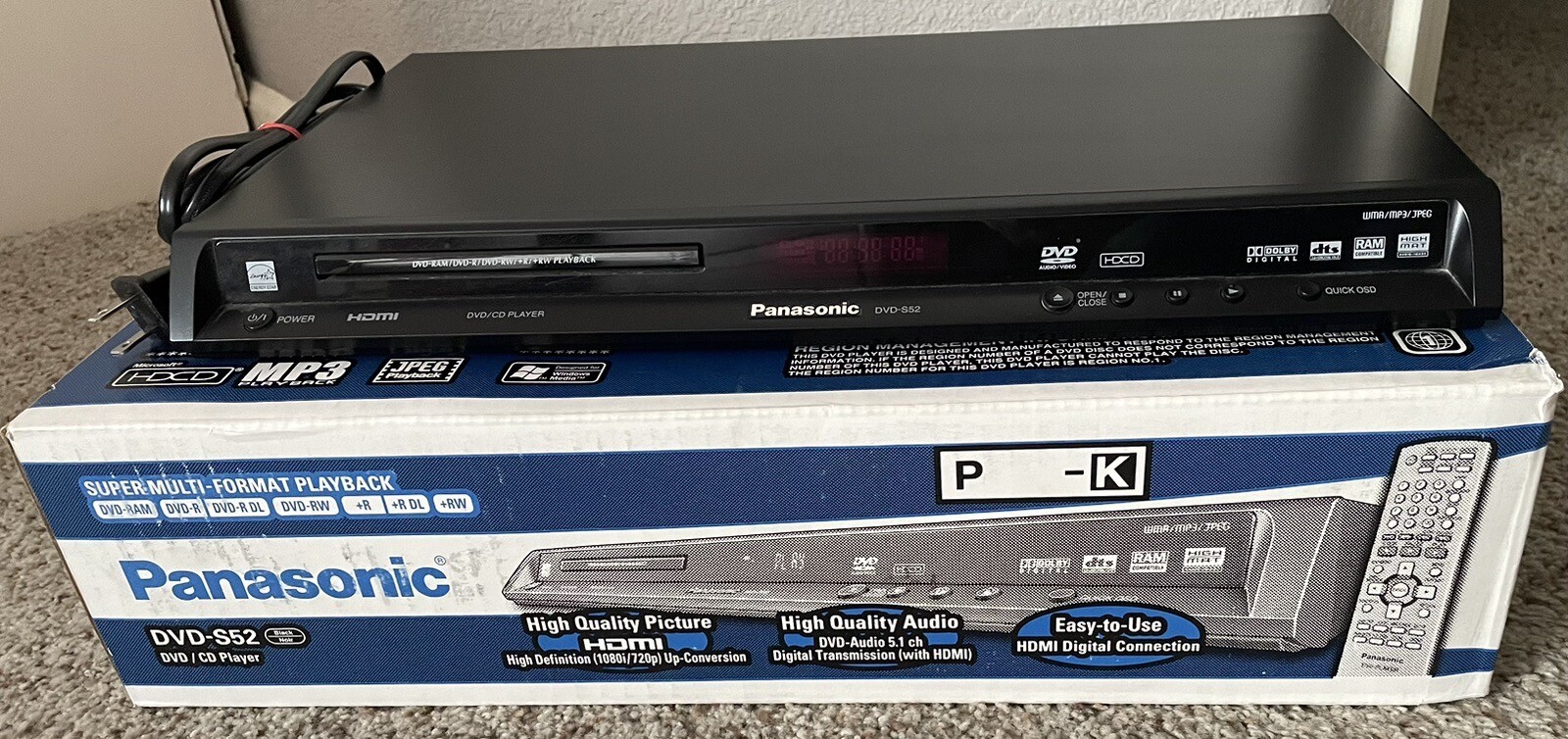 Panasonic DVDS52 DVD/CD Player With HDMI Port In Original Box eBay