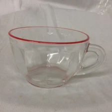 SAINT GOBAIN LES VERRERIES DE SAINT-GOBAIN PICARDIE GLASS PUNCH CUP RED TRIM