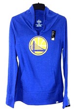 NWT Majestic Fanatic MJNY Warriors NBA Blue Long Sleeve Top Cowl Neck Sz M $45