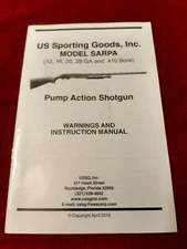 Factory Original USSGI Model SARPA Shotgun Instruction Owners Manual All Gauges