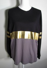 Balera Black Gold Grey Drop Shoulder Crew Neck Long Sleeve Warm Up Shirt Size M
