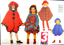 Cape Poncho with Hat Girl's Sizes 7 8 10 Uncut Pattern Butterick 3581