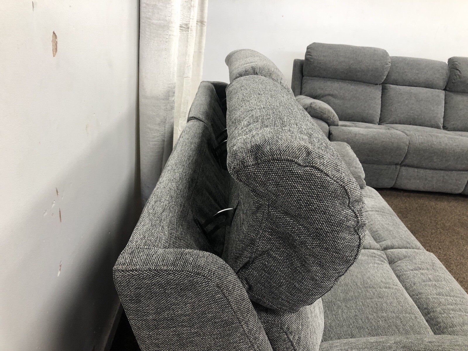 SOFOLOGY 3+2 SEATER GREY FABRIC SOFA SET ELECTRIC RECLINER/HEADREST USB