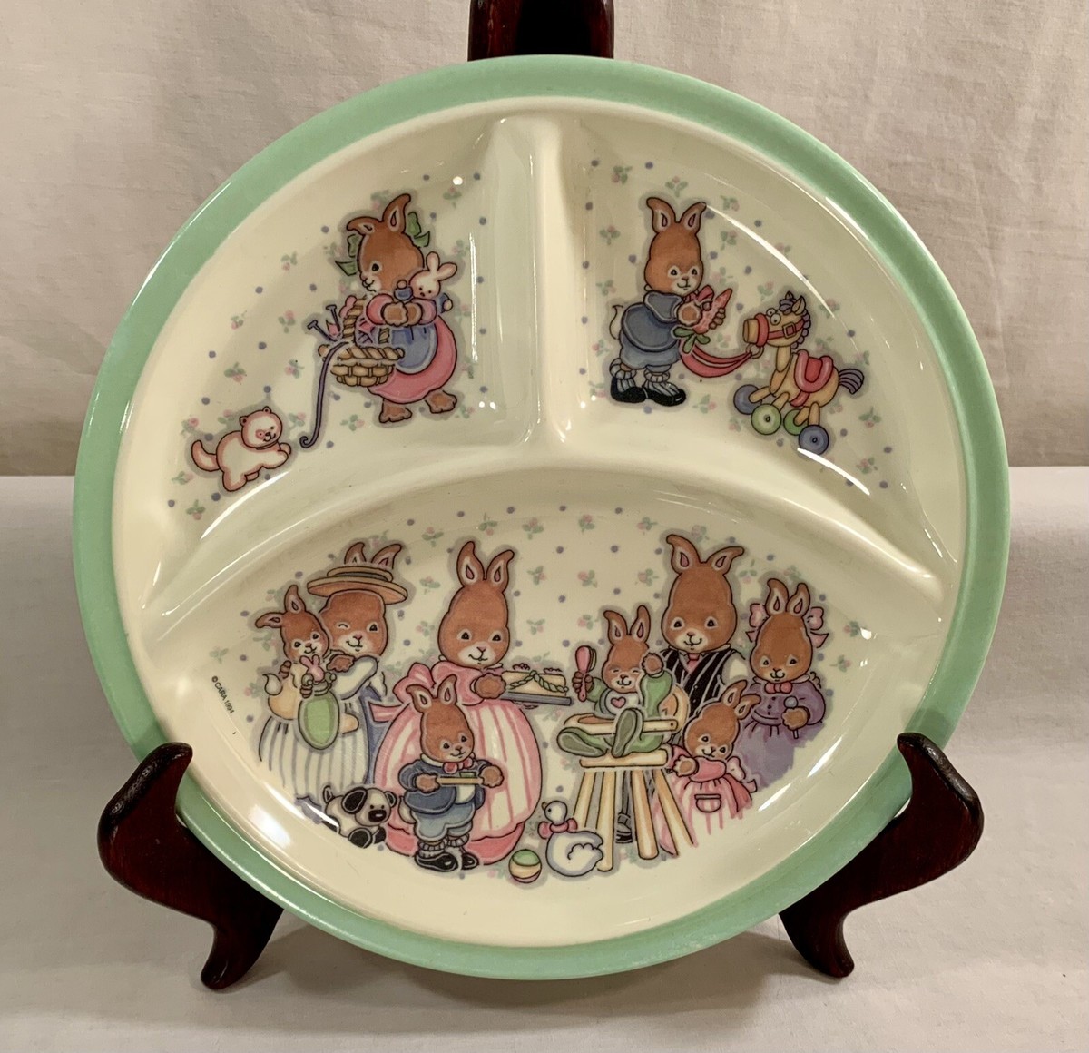 Sak Design Children's EASTER RABBIT FAMILY Divided Melamine Plate