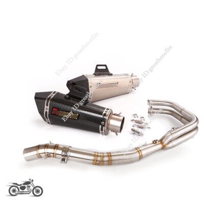Exhaust Header Link Pipe System Muffler For Kawasaki Z400 Ninja 250 400 2017-22