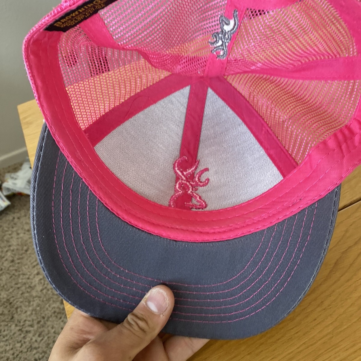 Browning Flashback Baseball Cap  Snap Back Closure Charcoal/Neon Pink OC771-Charcoal/Neon Pink main image 2
