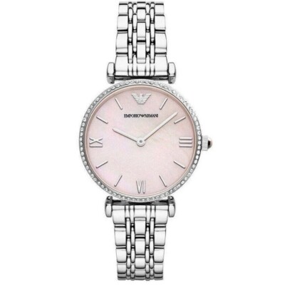 NEU EMPORIO ARMANI DAMEN UHR AR1779 EDELSTAHL ARMBAND ROSA ZIFFERBLATT ORIGINAL