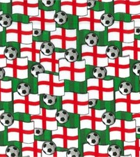 Printed Polycotton Craft Fabric Material - ENGLAND FOOTBALL