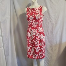 Chaps Floral Midi Sleeveless Dress, Size 8, Pink & White, New w/o Tags