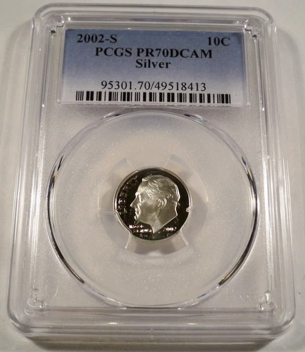 2002-S 10c SILVER PCGS PR70DCAM ROOSEVELT DIME PROOF DEEP CAMEO PR 70 DC