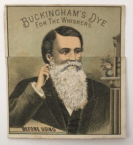 Buckinghams Whisker Dye 1880's Metamorphic Novelty Before & After Victorian Card