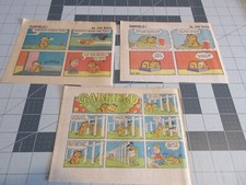 Lof of 3 Garfield by Jim Davis Clipped Strips from Sunday comic supplement 1982