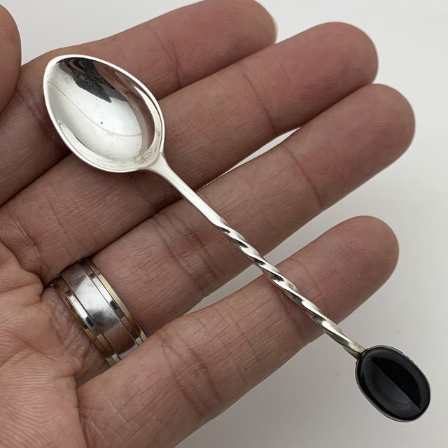 Coin Silver Baby Spoon Marked 900 COIN SILVER SPOON W/ TWIRL HANDLE