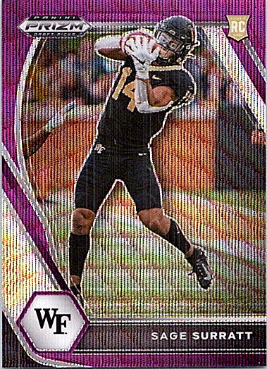 2021 Panini Prizm Draft Picks Football Purple Wave #134 Sage Surratt