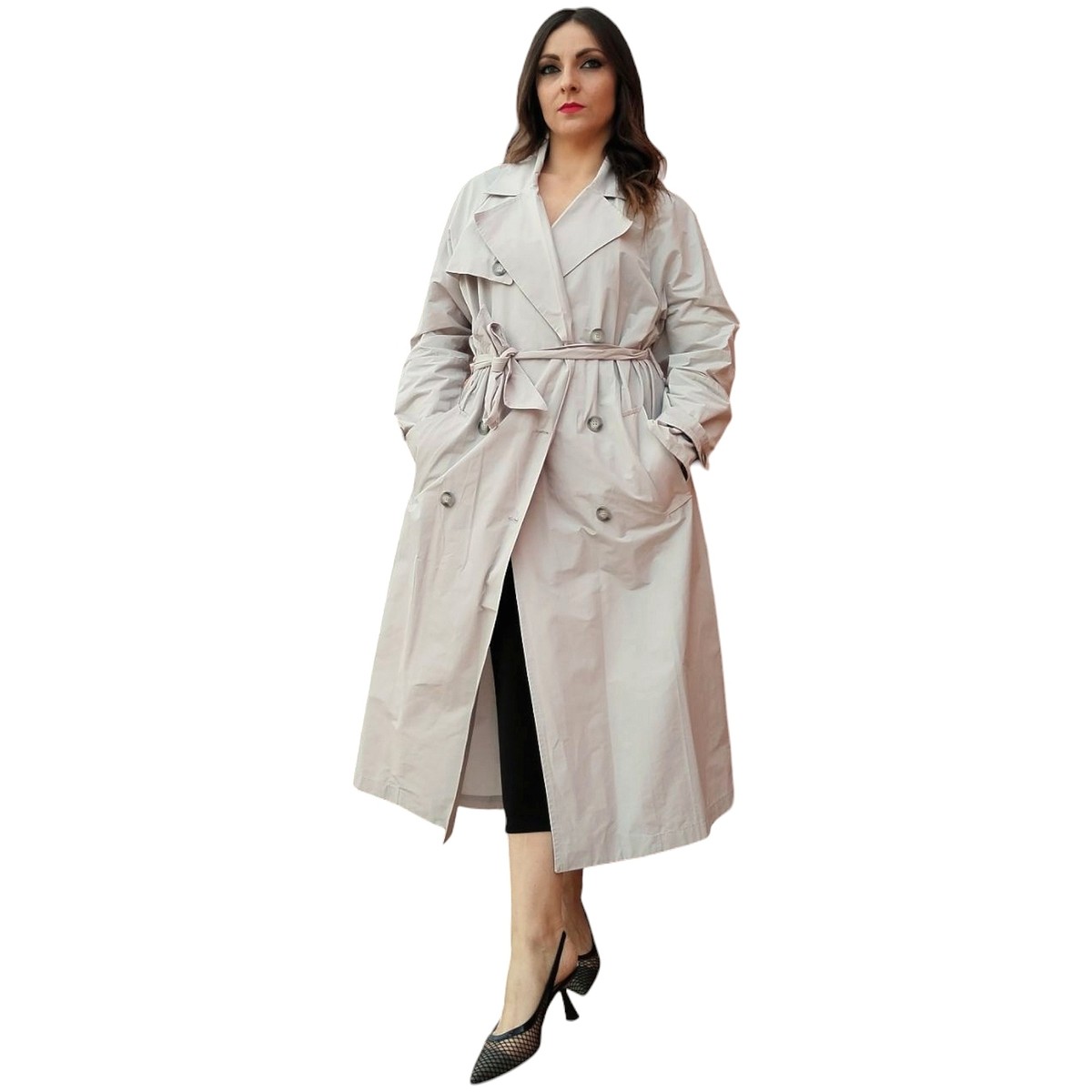 Trench donna IMPERIAL oversize lungo doppiopetto monocolour con