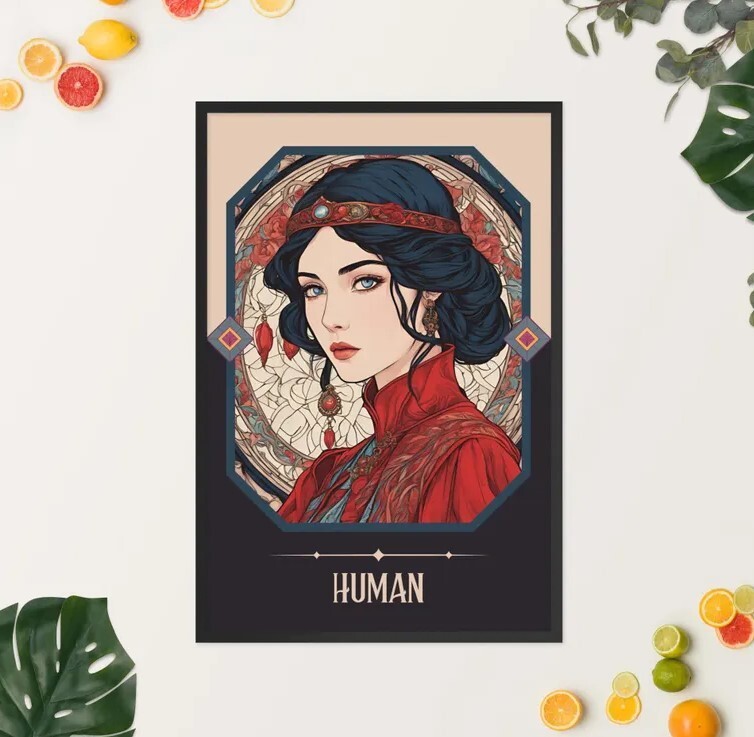 Art Nouveau Tarot Woman Human Art Print