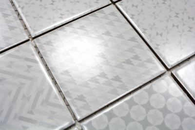 Mosaïque Miroir En Verre - Carreaux Vieux Blanc Brillant, 300x300mm, Pour Cuisine Et Salle De Bain