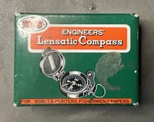 Vintage W.F.S Engineers' Lensatic Compass For Scouts Hunters Fisherman Campers