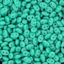 Czech SuperDuo 2-Hole Beads, Turquoise Green Jade 2.5x5mm 20 Grams