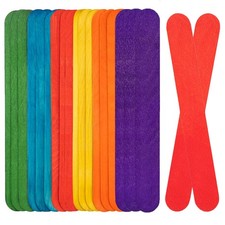 100 Count 6 Inch Jumbo Colored Wooden Craft Sticks, Large Popsicle Sticks, Art