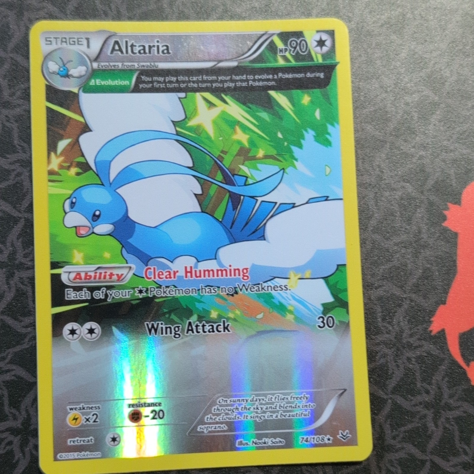 Pokémon Altaria 74/108 Roaring Skies Reverse Holo Rare Stage 1 English 2015 90HP