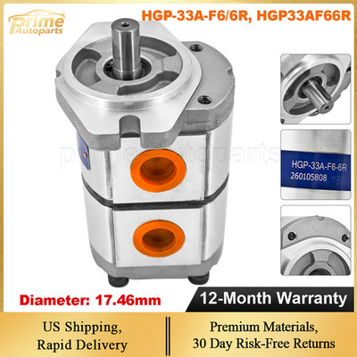 HGP-33A-F6-6R Shaft 17.46mm For Hydraulic Tandem Double Gear Pump HGP-33A-F6/6R