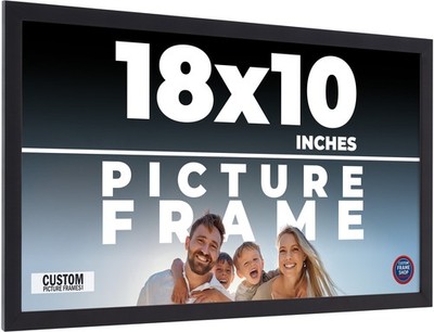 18x10 Frame Black Real Wood Picture Frame Width 0.75 inches | Interior Frame Dep