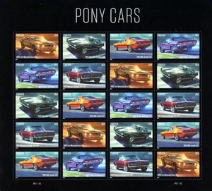 USA 2022 Stamps MNH Pony Cars Pane of 20 Cat. #5715-5719