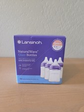 Lansinoh Natural Wave Glass Baby Bottles 5oz 4 Pack BPA Free Breastfeeding Om 