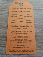 Byron Nelson Autogrqphed 1944 Canadian Exhibition Ticket JSA ALOA