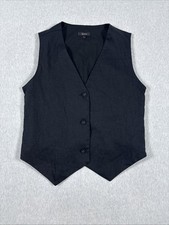 Quince Womens 100% European Linen Vest Black XS 90s Dress