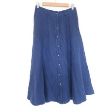POLO RALPH LAUREN Button-Front Linen Skirt, Size 4, Navy Women USED