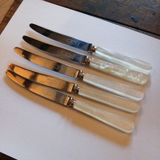 Vintage Set 5 x Faux Pearl Handle TEA / BUTTER CUTLERY - George Butler Sheffield