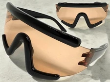 Oversize Exaggerated Modern Retro Shield Party Raver SUNGLASSES Large Beige Lens