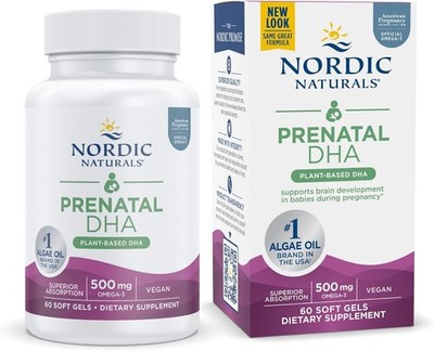 Nordic Naturals Pränatal DHA pflanzlich 500mg vegan - 60 Weichkapseln